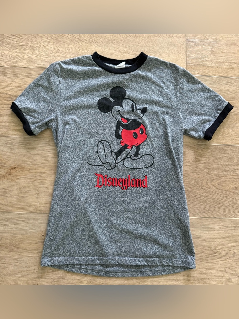 Disneyland Mickey Mouse Ringer Graphic Tee Adult Small Gray Disney Parks